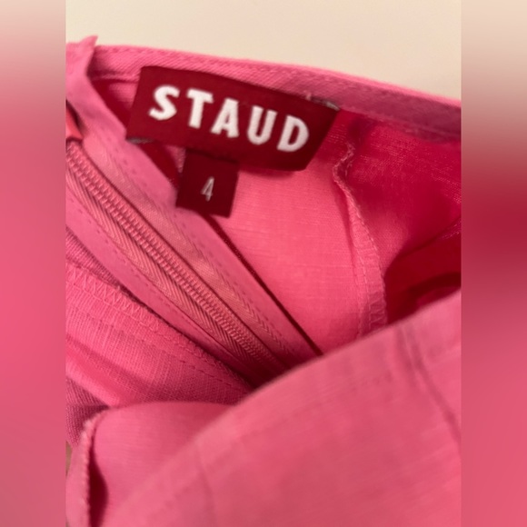 STAUD Swells Puff-Sleeve Midi Dress in Wild Orchid, Size 4 - Picture 8 of 9